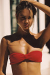 Christy Strapless Knot Top - Cerise Crinkle