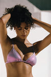 Rylan Shirred Triangle Top - Purple Metallic