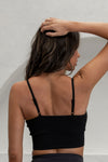 Flex Ribbed Tank with Adjustable Straps - Black