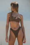 Tia One Shoulder Top - Chocolate Brown
