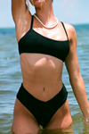 Shea High Waist Bottom - Black Crinkle