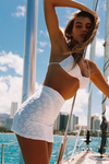 Naomi Skirt - White Floral Terry