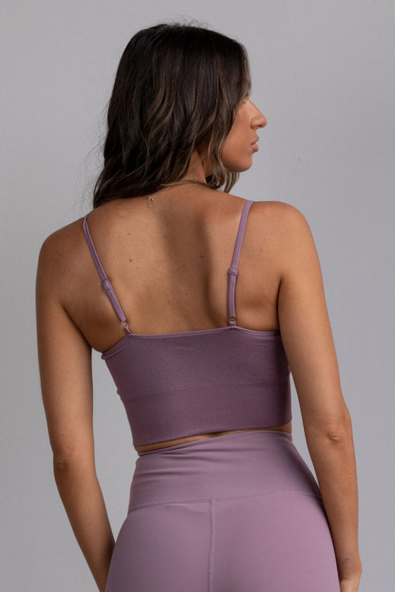 Flex Ribbed Tank with Adjustable Shoulders - Berry