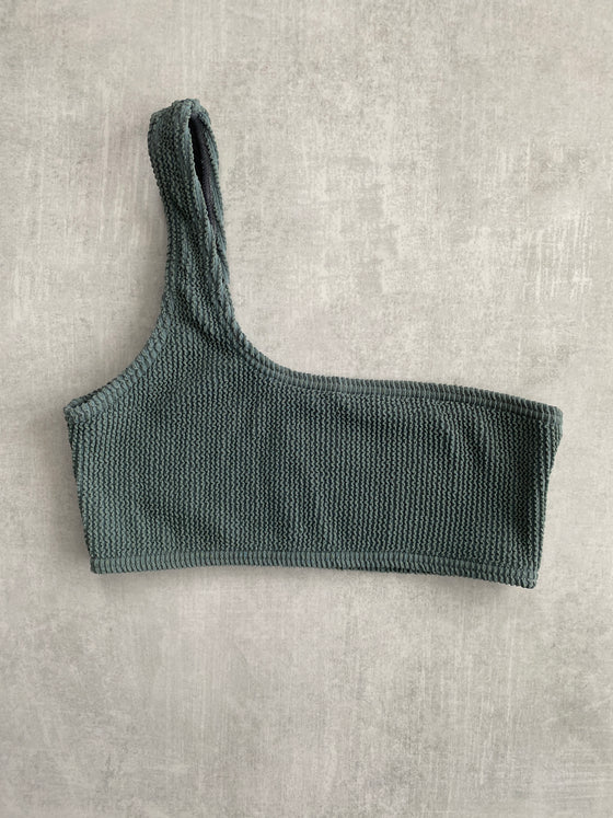 Tia One Shoulder Top - Steel Gray