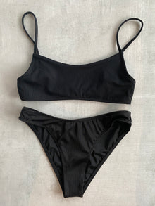  Piper Ribbed Top x Piper II Moderate Coverage Bottoms - Black